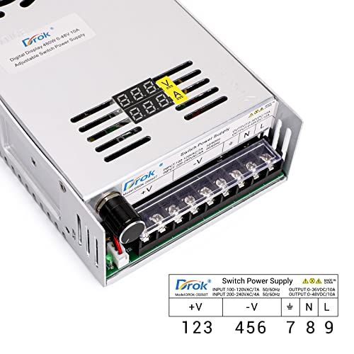 DROK スイッチング電源 AC 110/220V→DC 0-48V 10A 480W 電圧調整可能 安定化 直流電源変換器 過負荷電圧遮断 放熱ファン付き コンバーターwb 6d817057 DROK スイッチング電源 AC 110/220V→DC 0-48V 10A 480W 電圧調整可能 安定化 直流電源変換器 過負荷電圧遮断 放熱ファン付き コンバーターwb 6d817057