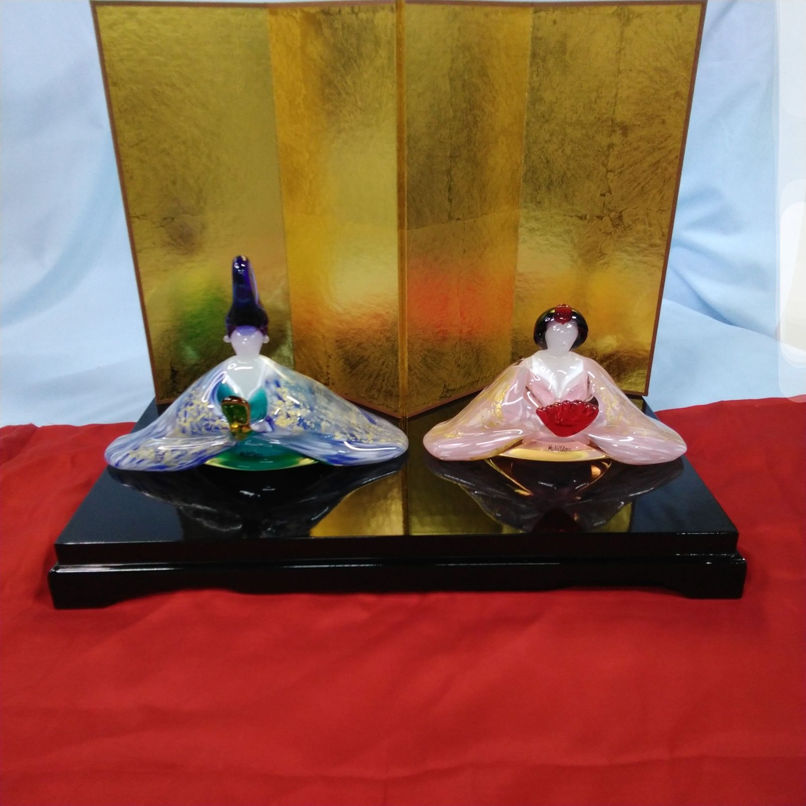 手造りマルティグラスお雛様/親王飾り上品で豪華/コンパクトいつまでも