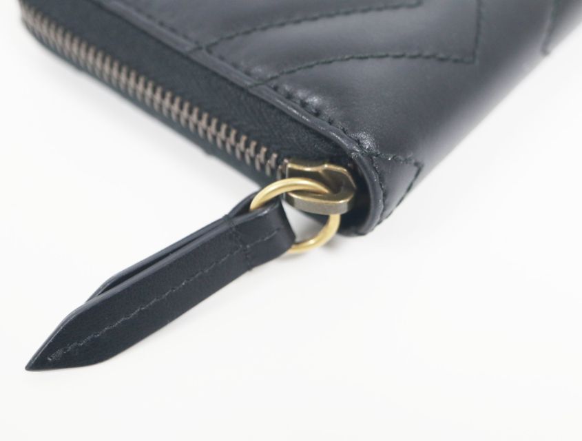 グッチ GUCCI GGマーモント 443123 ブラック ゴールド レザー ラウンド 長財布【中古】財布 グッチ GUCCI GGマーモント 443123 ブラック ゴールド レザー ラウンド 長財布【中古】財布