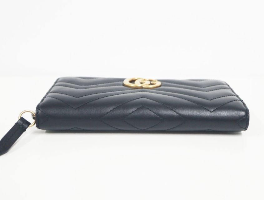 グッチ GUCCI GGマーモント 443123 ブラック ゴールド レザー ラウンド 長財布【中古】財布 グッチ GUCCI GGマーモント 443123 ブラック ゴールド レザー ラウンド 長財布【中古】財布