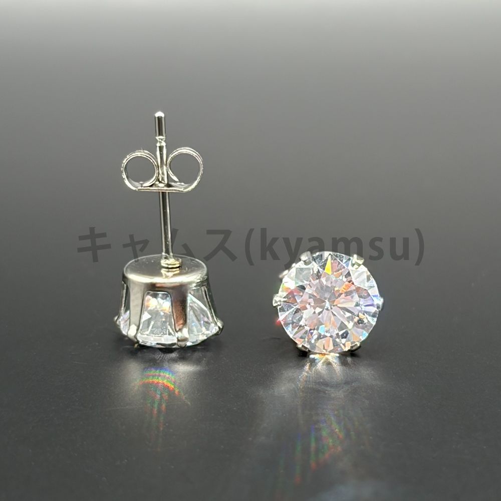 7mm シルバー ジルコニア ピアス 1.2ct(カラット) 2個セット スタッド
