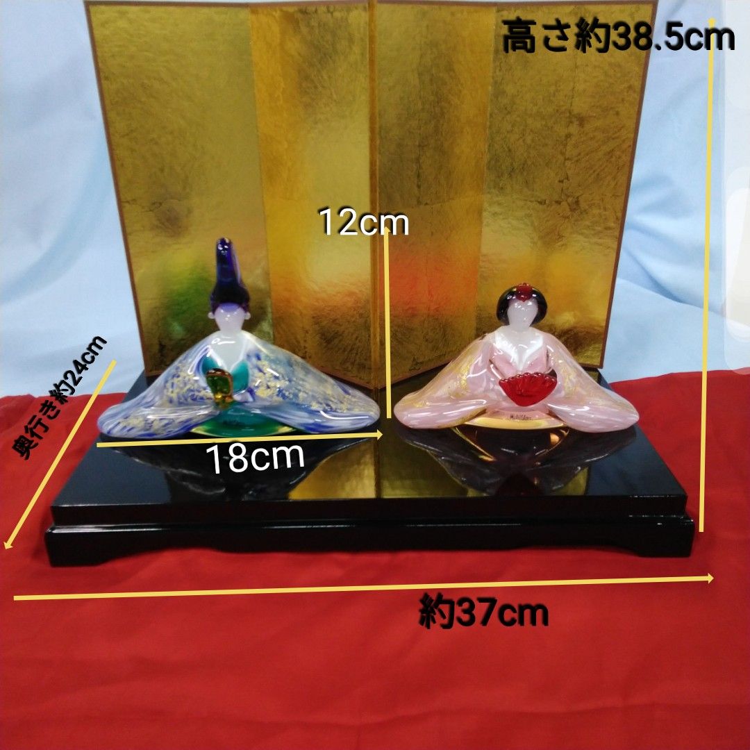 手造りマルティグラスお雛様/親王飾り上品で豪華/コンパクトいつまでも