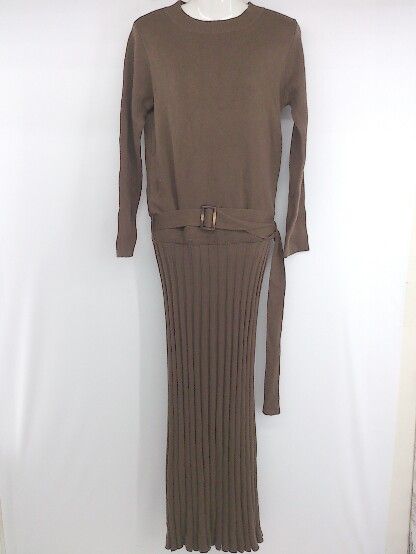 ◇ ◎ PATTERN TORSO パターントルソ antiqua リブニット 長袖 マキシ ワンピース サイズF ブラウン系 レディース P 【1307250019769】