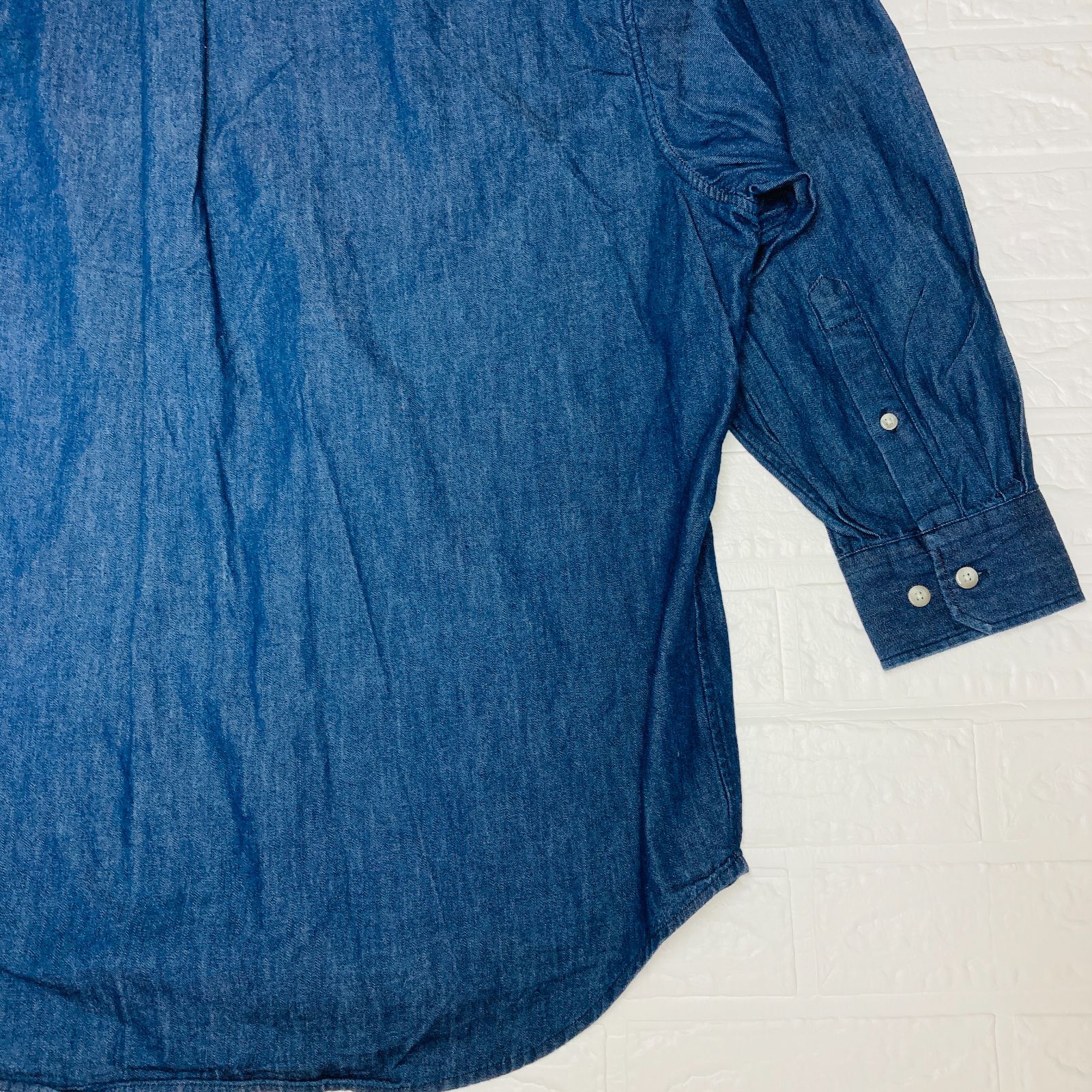美品 UNIQLO U デニムオーバーサイズシャツ 長袖 Lサイズ 69 NAVY L 