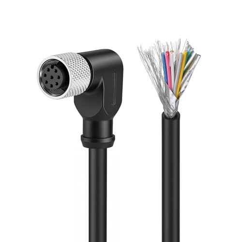 M12 エルボ 8ピン メスセンサー 産業用コネクターケーブル 裸線 産業用カメラ オートメーション IOリンク 5m/16.4フィートkk 2d3e0bcc
