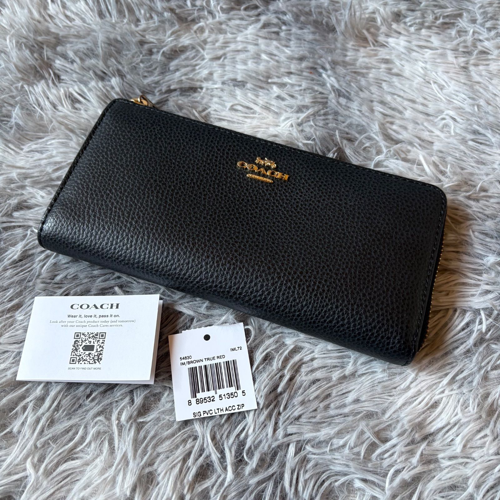 美品　コーチ COACH 長財布 ペブルレザーL字長　YS26E-046