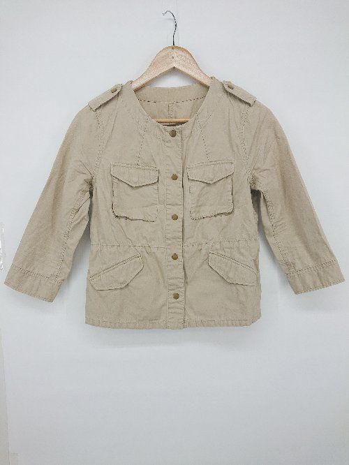 ◇ Spick & Span カジュアル 金ボタン 大人女子 長袖 ノーカラー ジャケット サイズ36 ベージュ レディース P 【1308160074404】