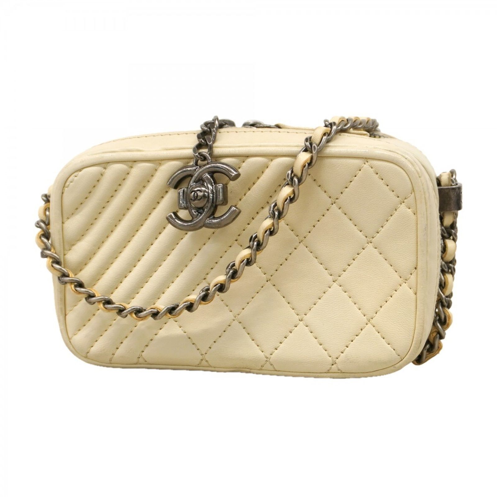 シャネル(Chanel) シャネル ショルダーバッグ チェーンショルダー ラムスキン アイボリー レディース OP002682