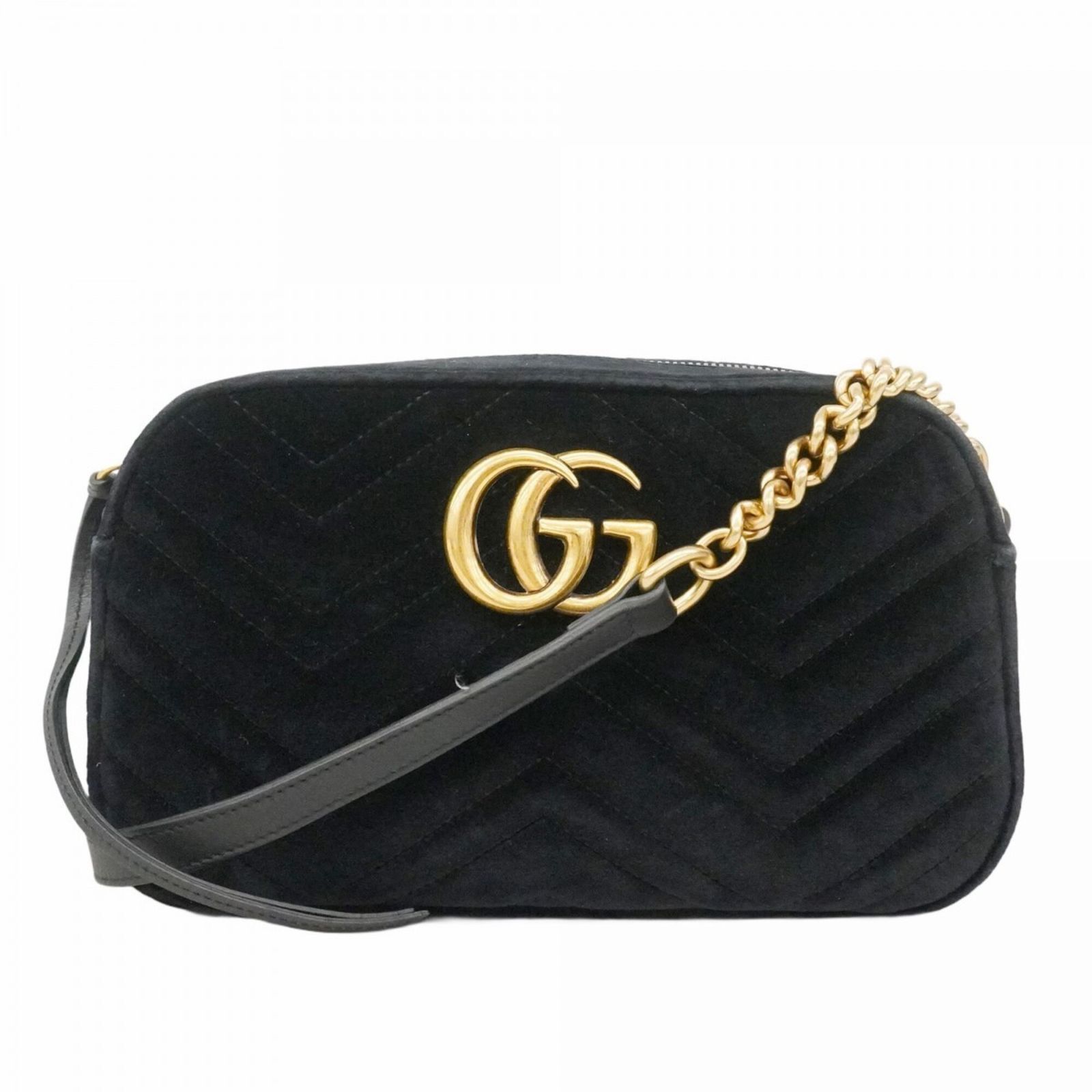 グッチ(Gucci) グッチ ショルダーバッグ GGマーモント 447632 スウェード ブラック レディース OP002139