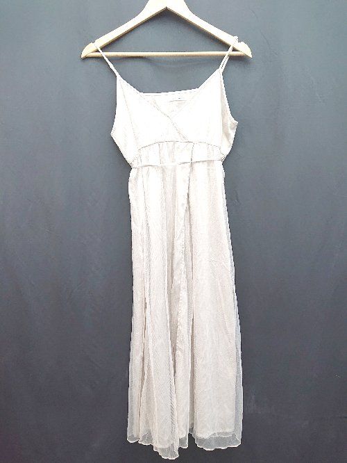 ◇ ◎ mysty woman カシュクール チュール 膝下丈 キャミソール ワンピース サイズF ライトベージュ系 レディース P 【1308240009425】