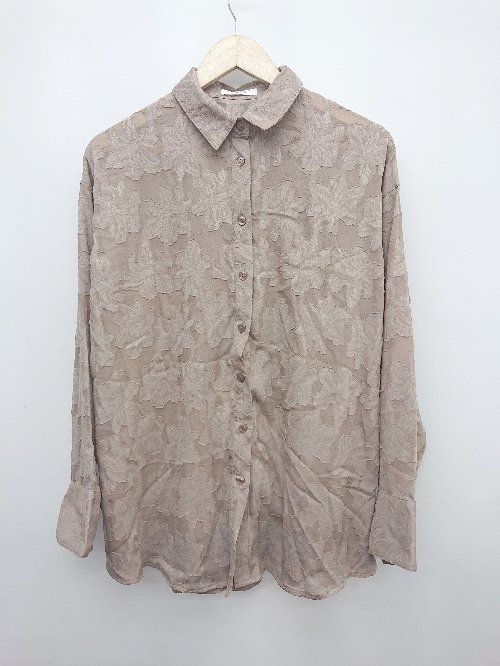 ◇ mily bilet ミウィビレット 大人女子 シアー 透け感 長袖 シャツ サイズM モカブラウン レディース P 【1308240015709】