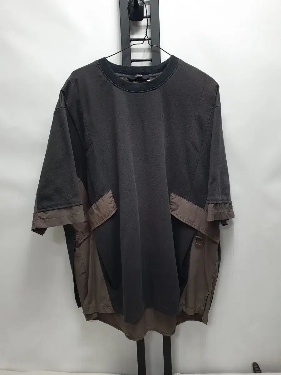 SYSTEM homme(システムオム) 24ss ウーブン バイカラー オーバーサイズ Tシャツ ブラウン 105