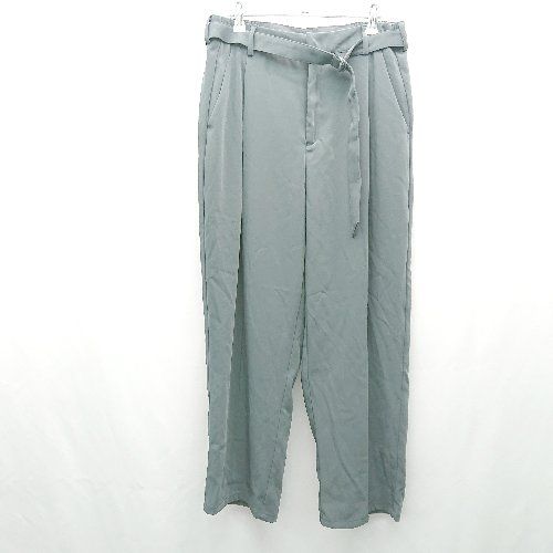 ◇ ◎ Loose ルース ウエストゴム ワンタック センタープレス ストレッチ シンプル パンツ サイズM グレー レディース E 【1308290004692】