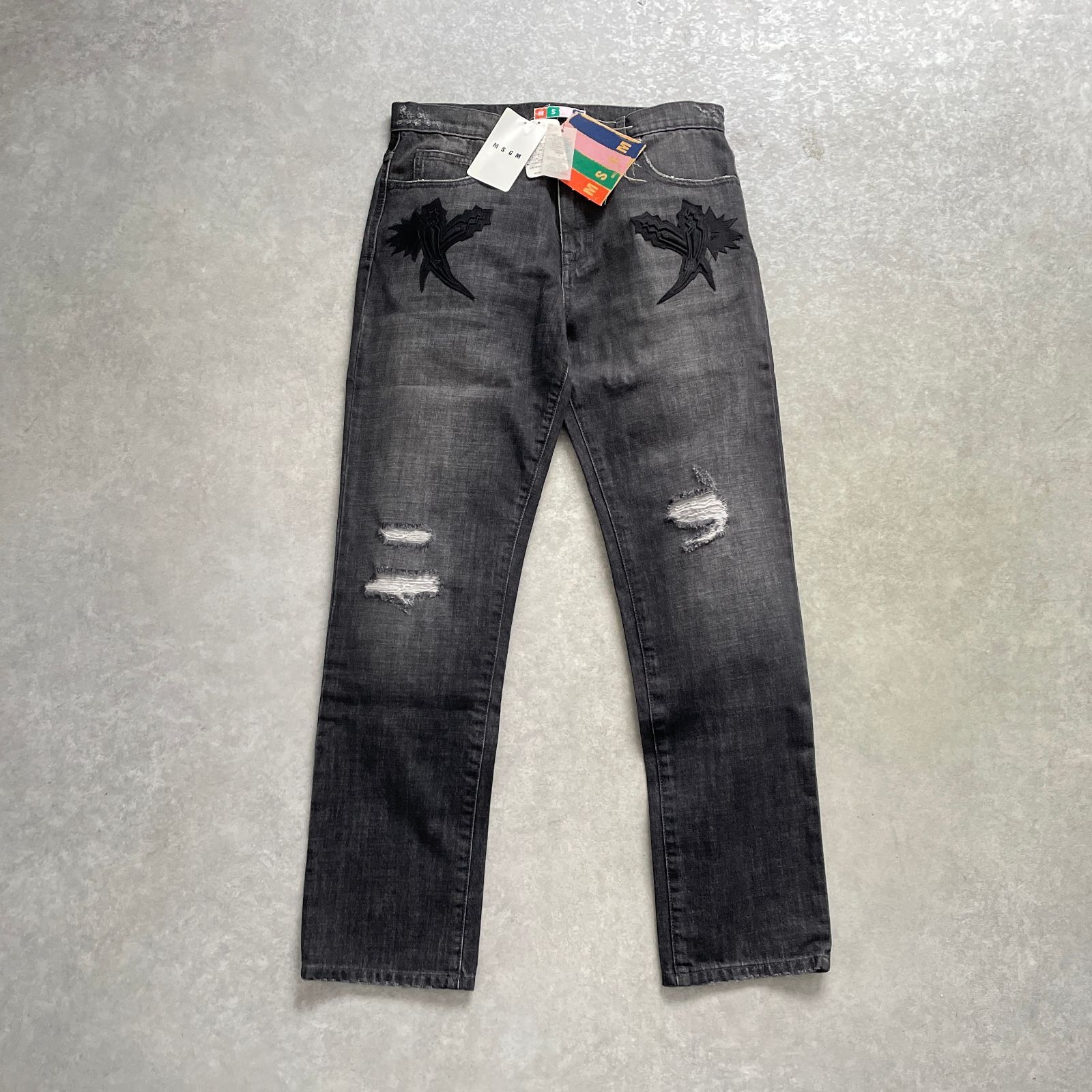 新品 定価4.4万 MSGM ダメージ加工 デニム クラッシュデニム ITALY製 