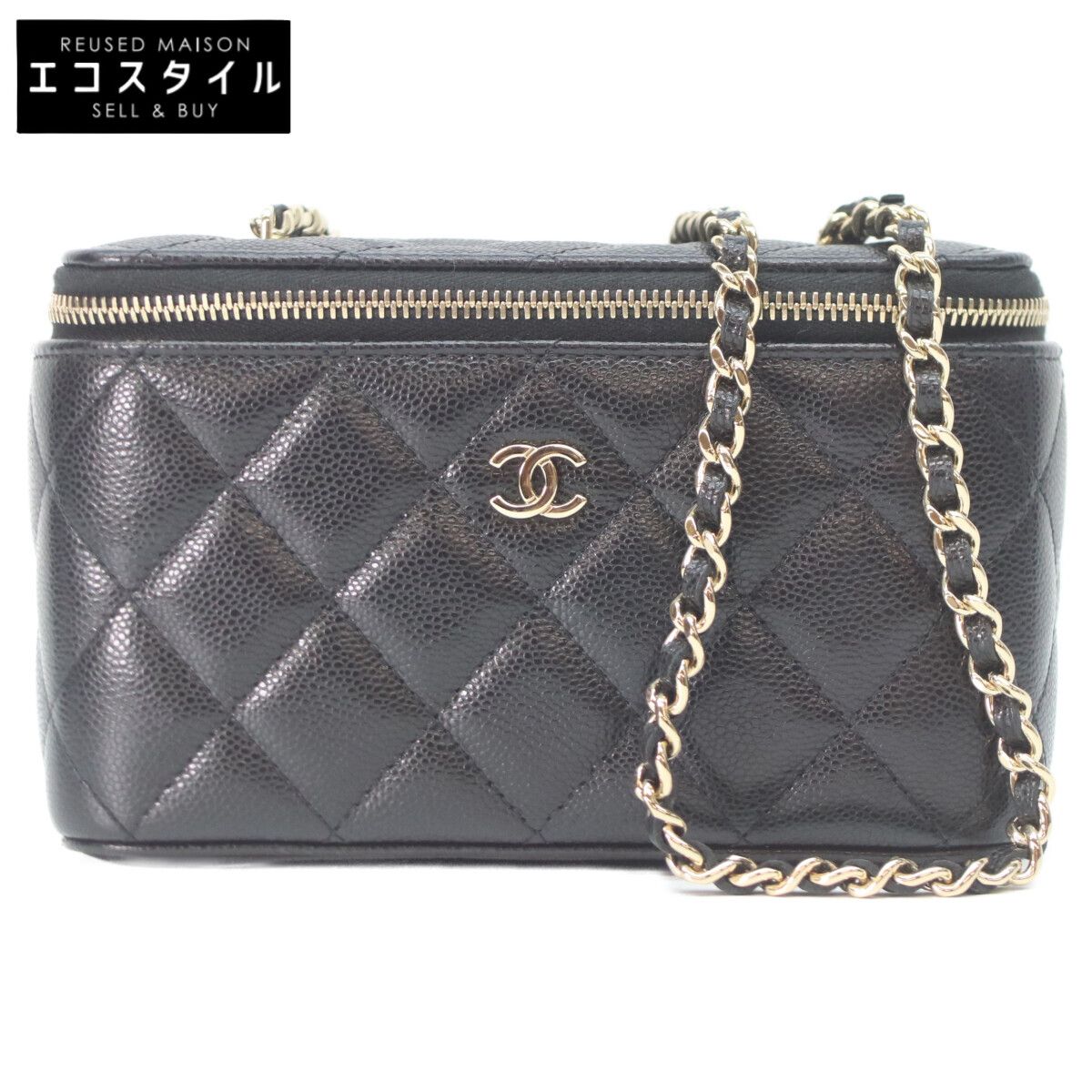 CHANEL　シャネル　AP1341 黒キャビア ゴールド金具 バニティ チェーンショルダーバッグ