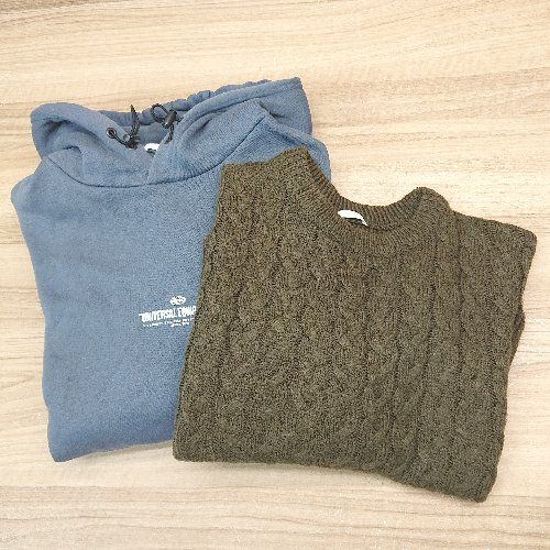 ◇ 《 GU ジーユー まとめ商品 2点セット サイズS ケーブル 裏起毛 シンプル 秋冬物 ニット パーカー レディース 》 E 【1308290042526】