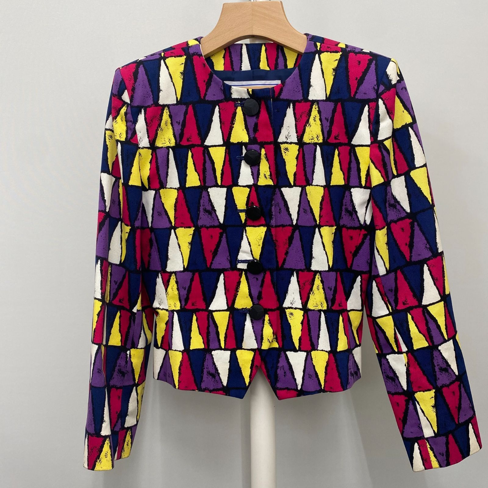 【中古】イヴサンローラン Yves Saint Laurent 幾何学模様 ジャケット Sサイズ