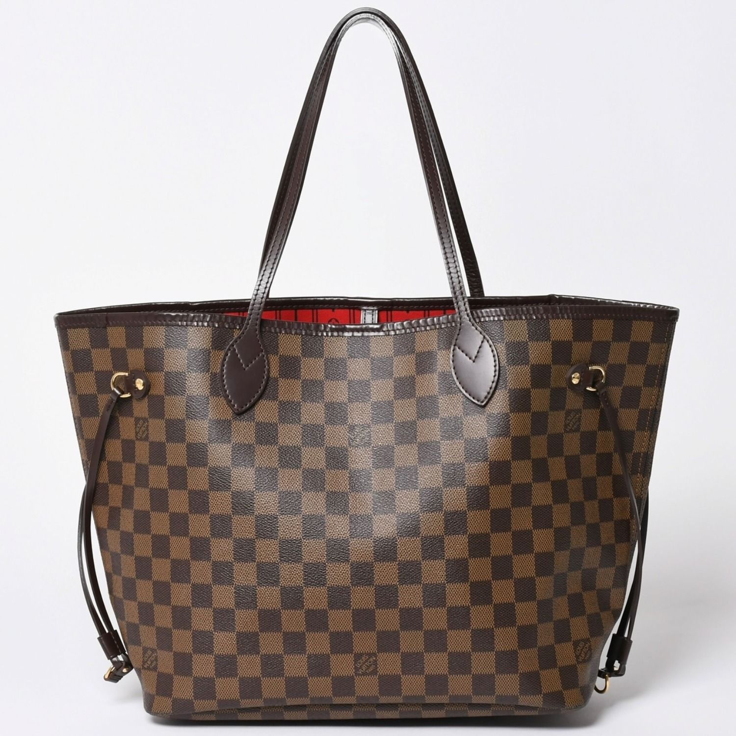 極美品 LOUIS VUITTON ルイヴィトン ダミエ ネヴァーフルMM トートバッグ N51105 PVC レザー ブラウン ゴールド金具 中古 4a002389