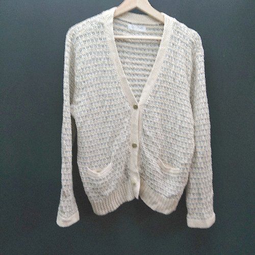 ◇ A day in the life UNITED ARROWS フロントボタン 長袖 カーディガン 表記なし アイボリー/グレー レディース E 【1308290054840】