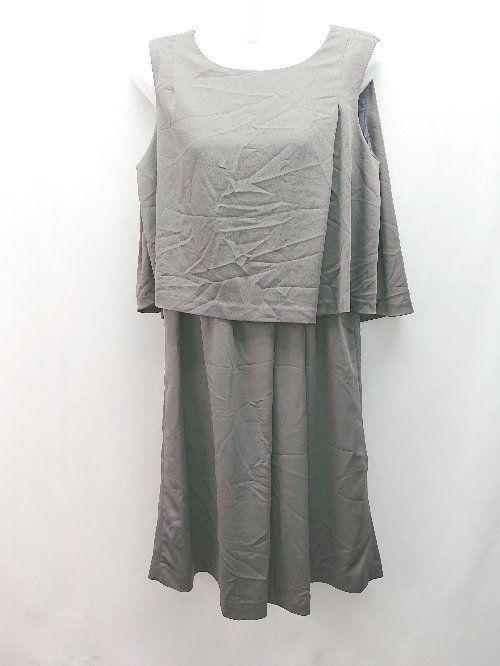 ◇ BEAMS HEART クルーネック シンプル カジュアル ノースリーブ ひざ丈 ワンピース 表記なし ダークグレー レディース E 【1308290056523】