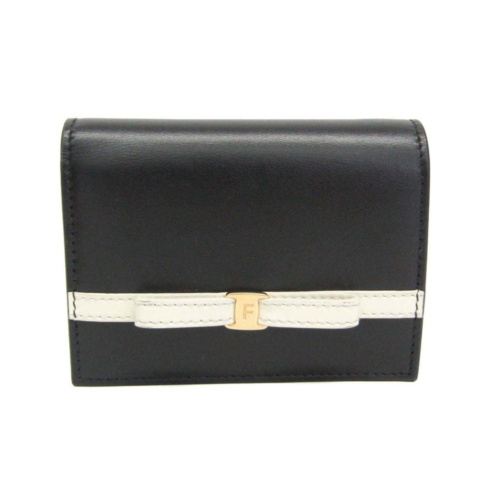 サルヴァトーレ・フェラガモ(Salvatore Ferragamo) コンパクト財布 IY-22 1087 レディース レザー 財布（二つ折り） ブラック