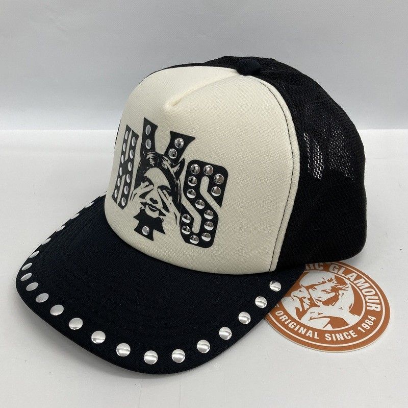 HYSTERIC GLAMOUR ヒステリックグラマー SEE NO EVIL スタッズメッシュキャップ 01241QH02 美品 見ざる カジュアル ブラック ホワイト メンズ 帽子 ★SS82