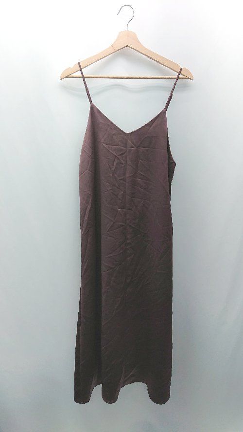◇ URBAN RESEARCH ROSSO 薄手 ストレッチ 光沢感 ノースリーブ ロング丈 ワンピース サイズF ブラウン レディース E 【1308290060001】