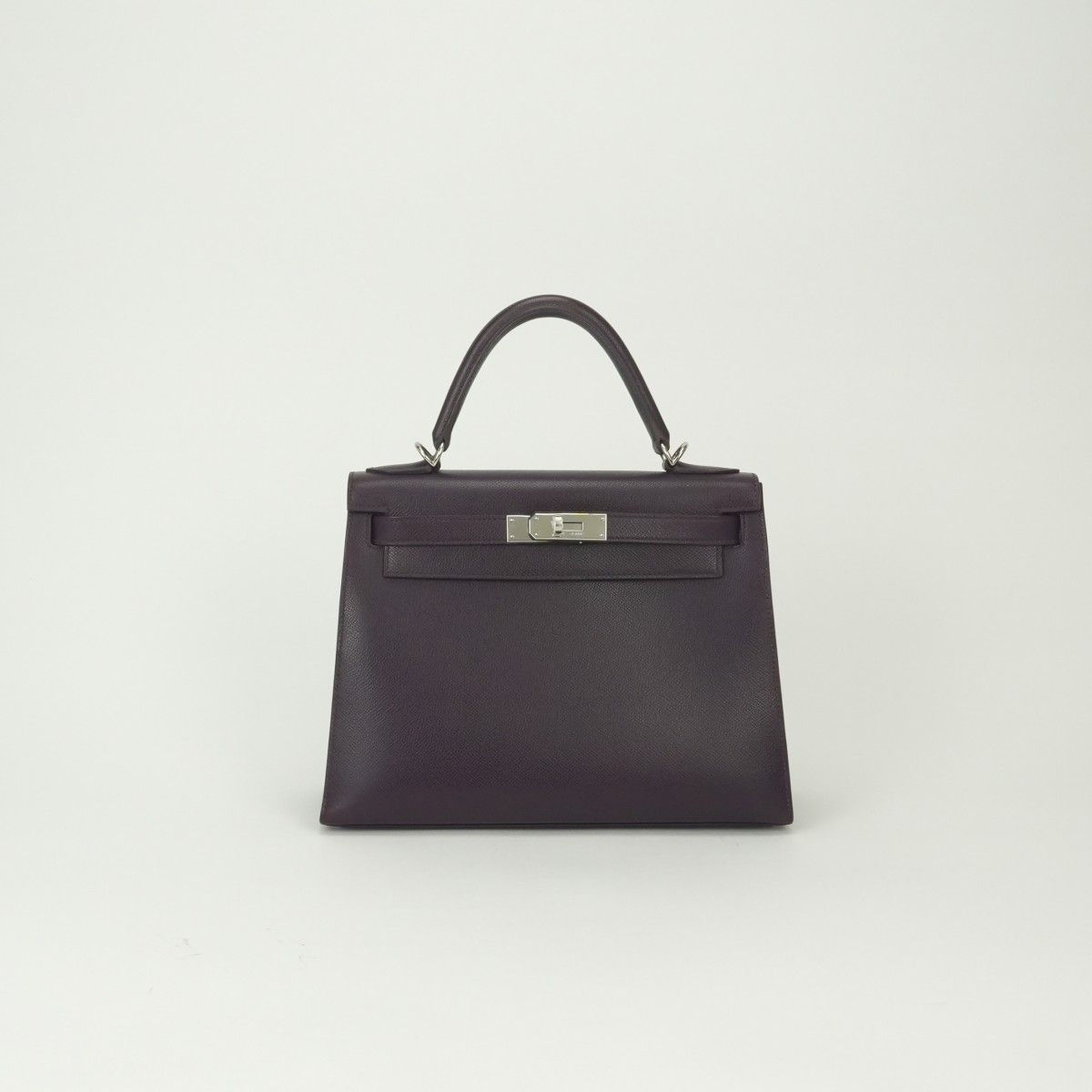 エルメス HERMES ケリー28 ケリー 28 バッグ トートバッグ ショルダーバッグ エプソン レザン Raisin パープル Purple 紫 シルバー金具 ヴォーエプソン ハンドバッグ 2way 外縫い V字金具