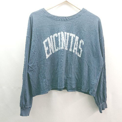 ◇ RCWB フロントプリント オーバーサイズ クルーネック 長袖 ロングTシャツ サイズF ブルー レディース E 【1308290069769】