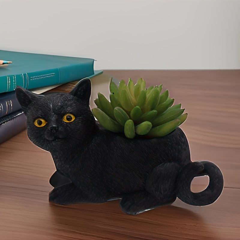 鉢植え 植木鉢 プランター プラントポット フラワーポット ガーデニング 黒猫 ネコ ねこ ミニサイズ 屋外 装飾 インテリア 庭 玄関 観葉植物 多肉植物 サボテン おしゃれ バルコニー 樹脂 棚装飾 ホームデコレーション 8,094円