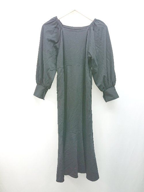 ◇ SENSE OF PLACE URBAN RESEARCH ストレッチ ウエストゴム 長袖 ひざ丈 ワンピース サイズcompact ブラック レディース E 【1309040025622】