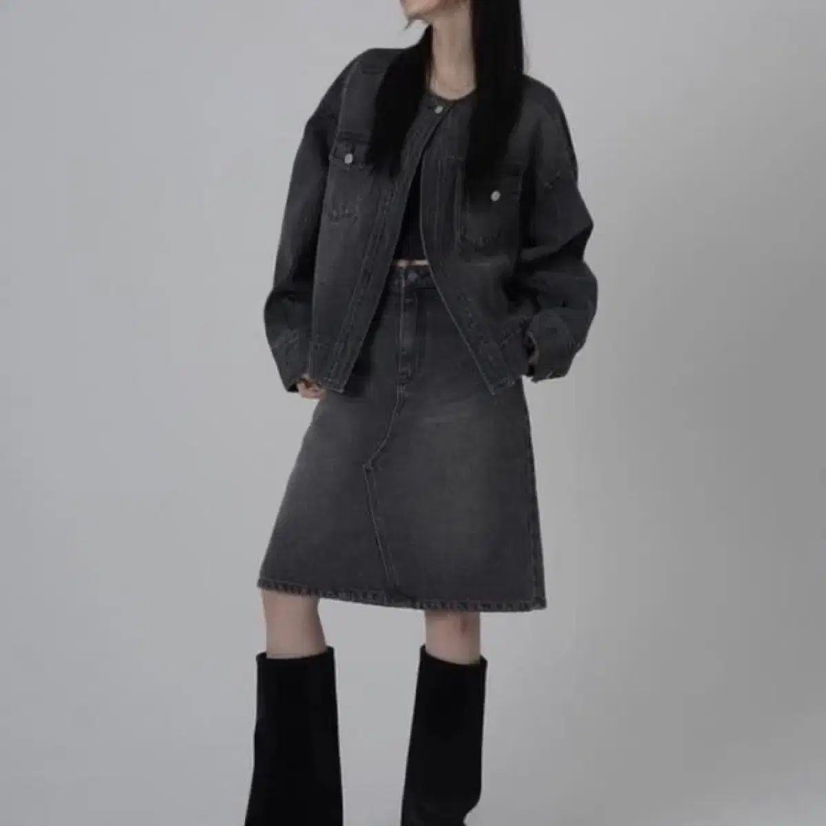 TREEMINGBIRD ワンボタン デニム セットアップ ジャケット ブラックデニム 旧 Ver.
