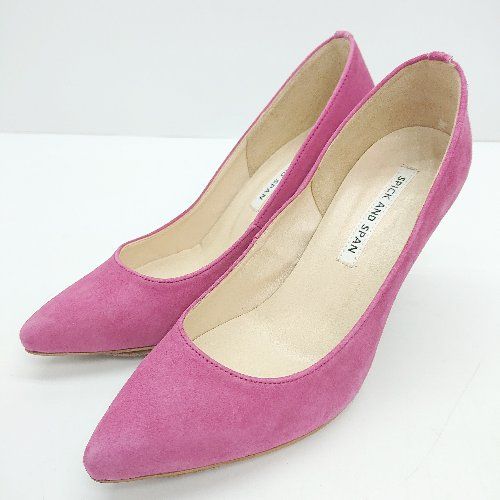 ◇ Spick & Span スピック&スパン ポインテッドトゥ ヒール スエード調 綺麗め パンプス サイズ22.5 ピンク レディース E 【1309040032576】