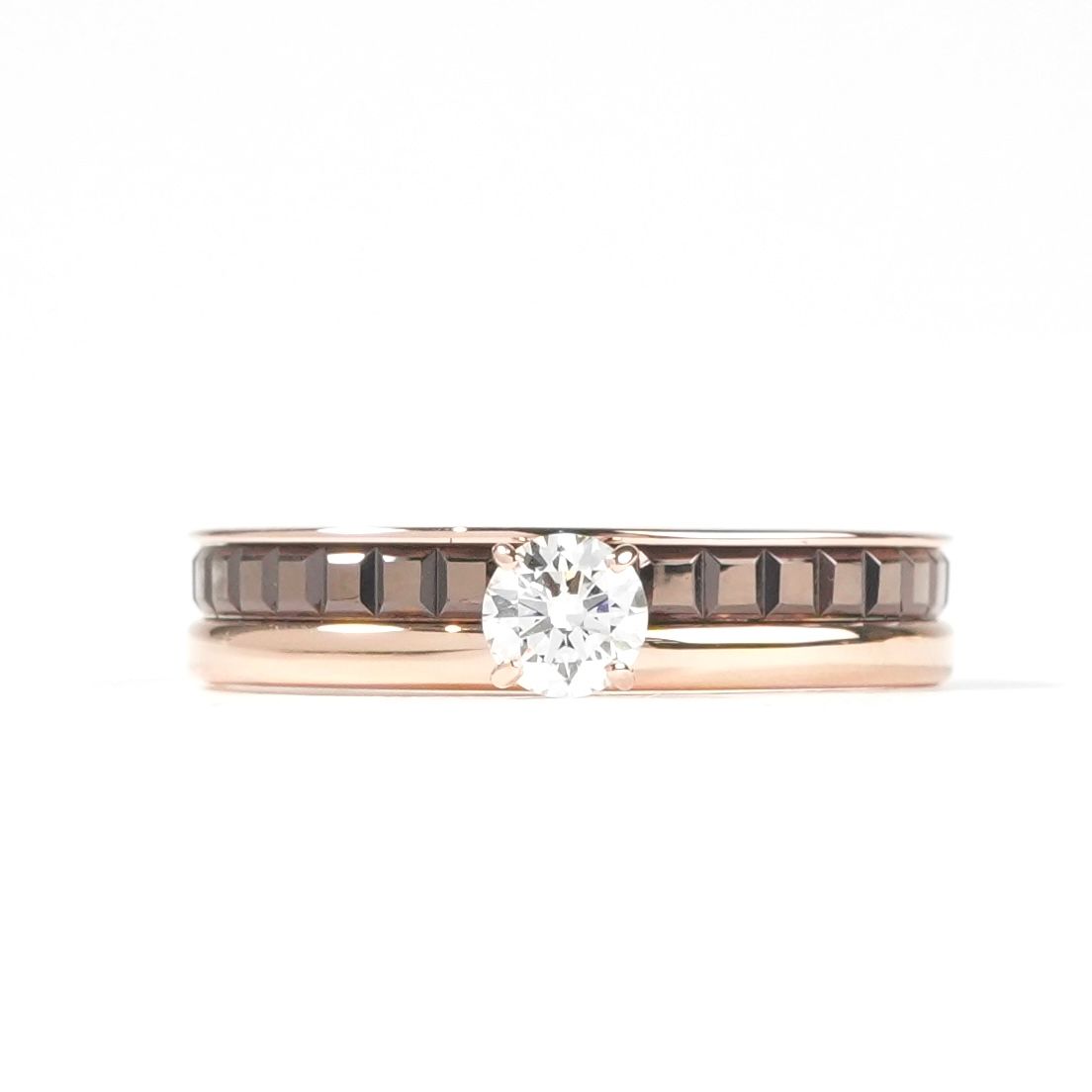 ブシュロン BOUCHERON キャトル クラシック ソリテール リング QUATRE CLASSIQUE リング 指輪 18Kイエローゴールド 18Kピンクゴールド ブラウンPVD エンゲージリング　婚約指輪
