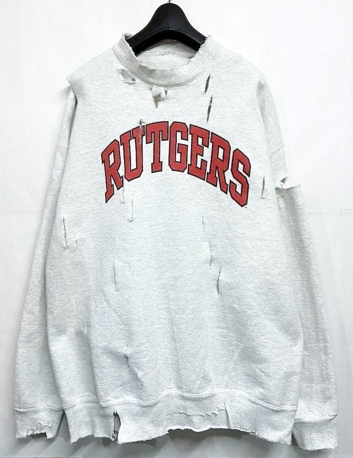 80s-90s ヴィンテージ Champion｜チャンピオン RUTGERS ダメージ加工 クルーネックスウェット ラトガーズ大学 カレッジロゴ