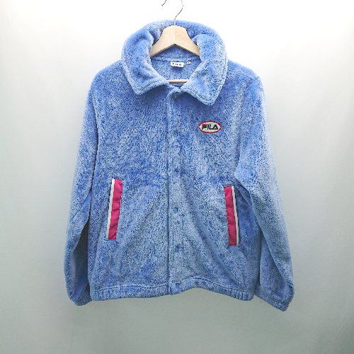 ◇ FILA フィラ 生地厚手 冬物 カジュアルテイスト 長袖 ジャンパー サイズF ブルー メンズ E 【1309040080836】