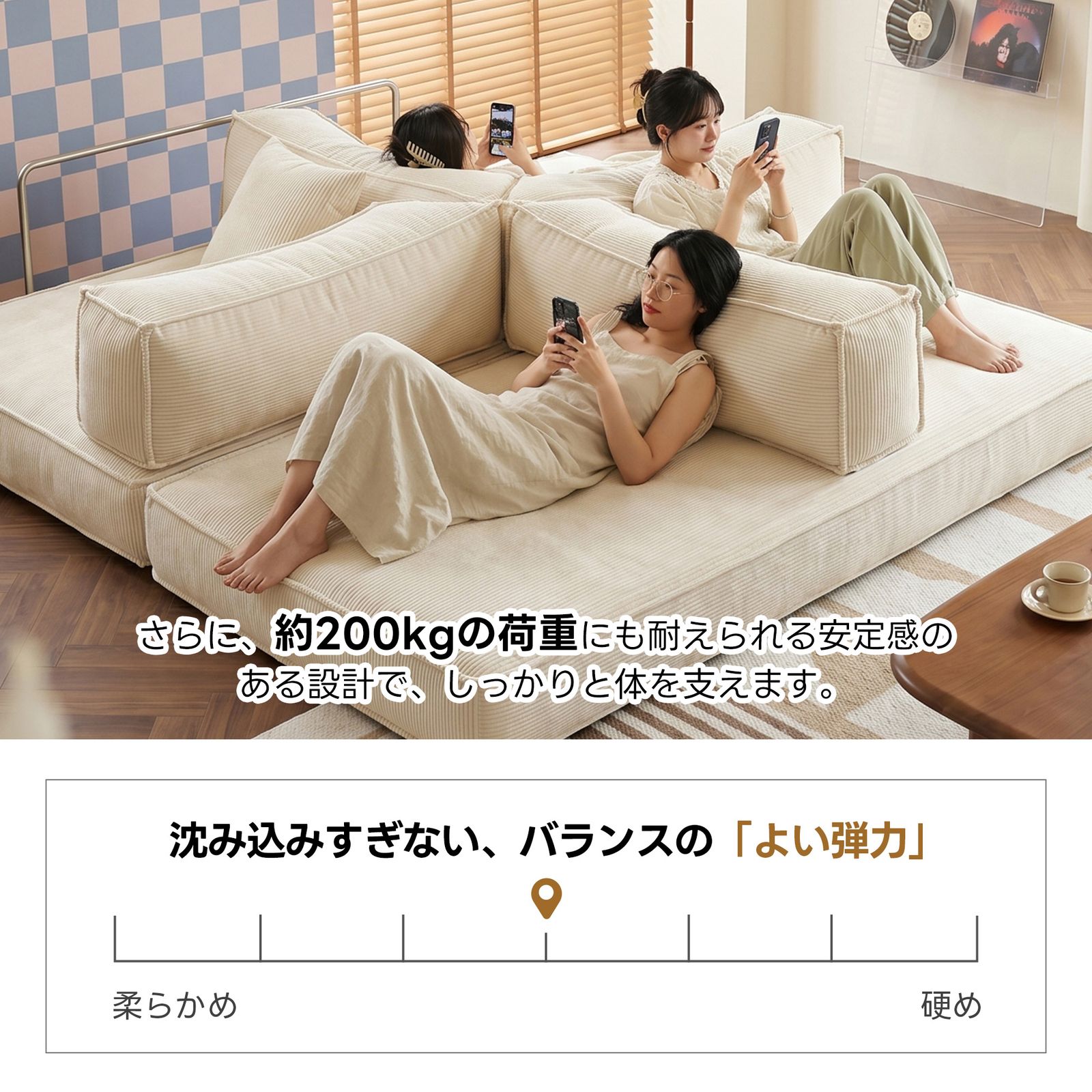 組み立て不要】【幅150cm】ソファベッド 圧縮ソファ 2way ソファー