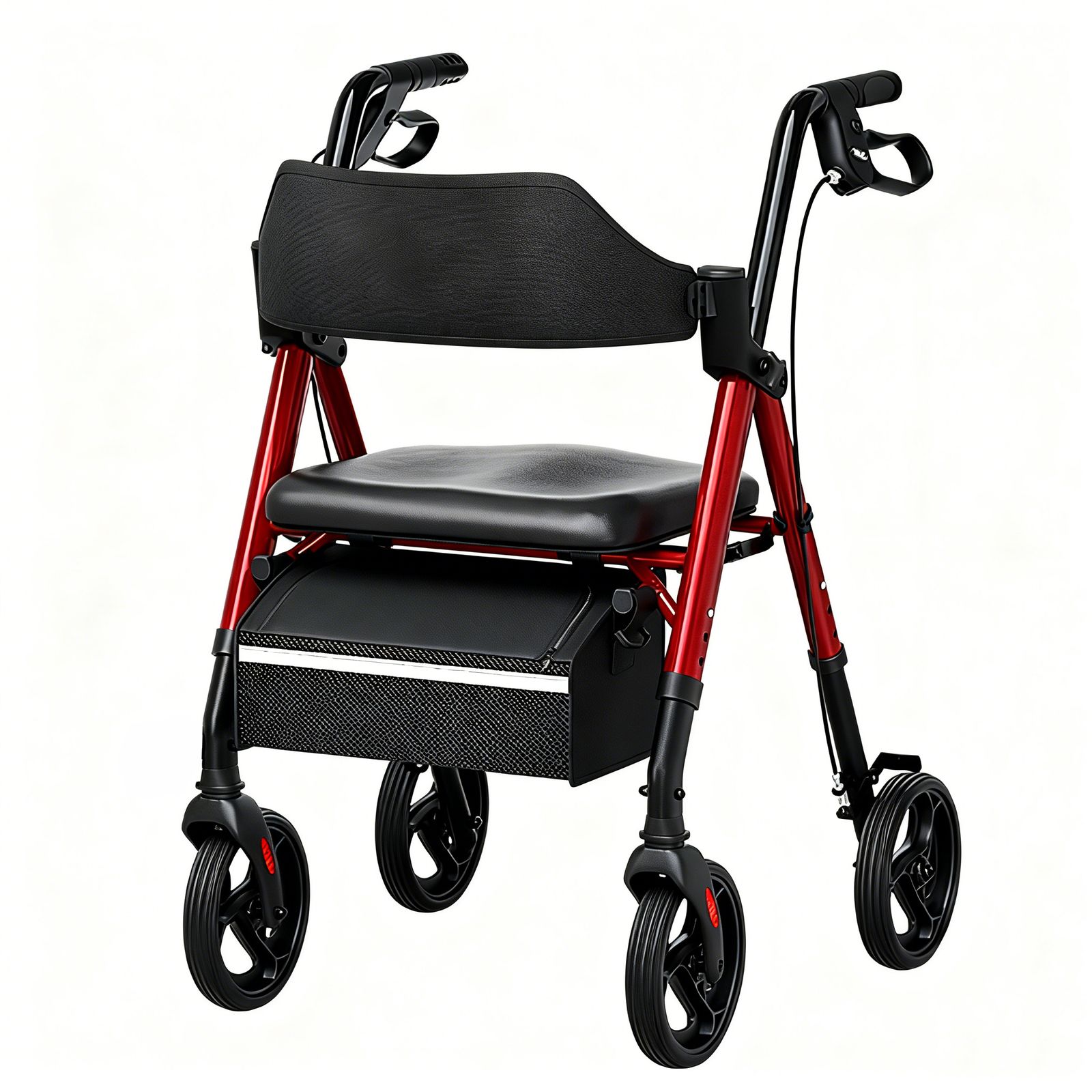 新入荷｜歩行器 歩行車 シルバーカー 室外用 折りたたみ可能 座面付き 四輪 キャスター付き おしゃれ 座れる 散歩 シニア 歩行補助 買い物 ショッピングカー 老人車 手押し車 介護 高齢者 レッド