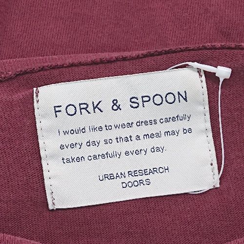 ◇ fork&spoon プルオーバー カジュアル スリット 袖刺繡 ストライプ 長袖 カットソー サイズ38 レッド レディース E 【1309040084131】