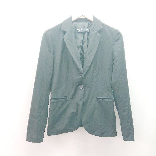 ◇ ZARA ザラ フロントボタン ビジネスルック 裏地あり 長袖 ジャケット サイズUSA 06 ブラック レディース E 【1309040097124】