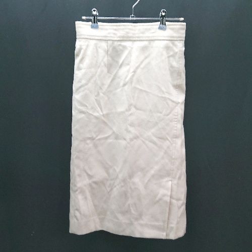 ◇ UNITED ARROWS バックファスナー スリット 裏地あり 膝丈 タイト スカート サイズ36 アイボリー レディース E 【1309250008286】