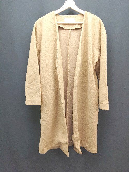 ◇ chocol raffine robe 無地 Vネック ゆったり ノーカラー 長袖 コート サイズM ベージュ レディース E 【1309250006695】