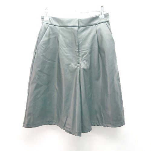 ◇ NATURAL BEAUTY BASIC ハイウエスト レザー風 フロントファスナー ショートパンツ サイズS ブラック レディース E 【1309250022701】