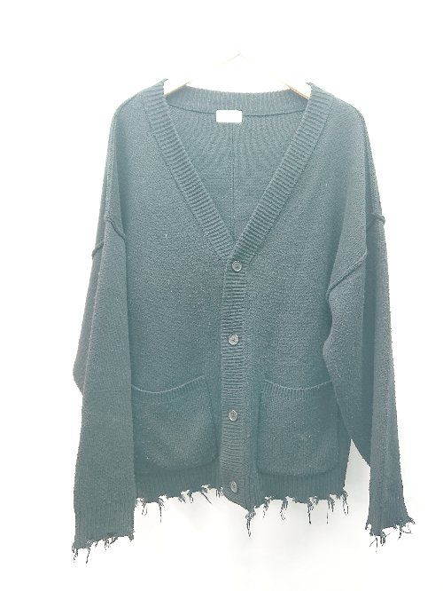 ◇ JUNRED フロントボタン ニット生地 厚手 大人カジュアル 長袖 セーター サイズM ブラック レディース E 【1309250033233】