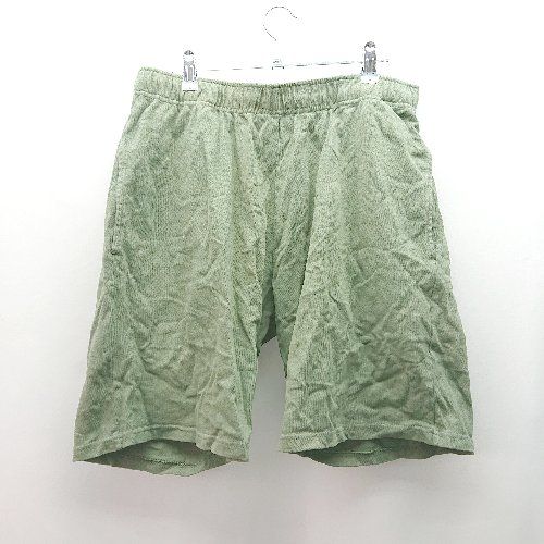 ◇ BEAMS ビームス ウエストゴム 腰紐調節 ストレッチ シンプル オシャレ ショートパンツ サイズXL グリーン メンズ E 【1309250045786】