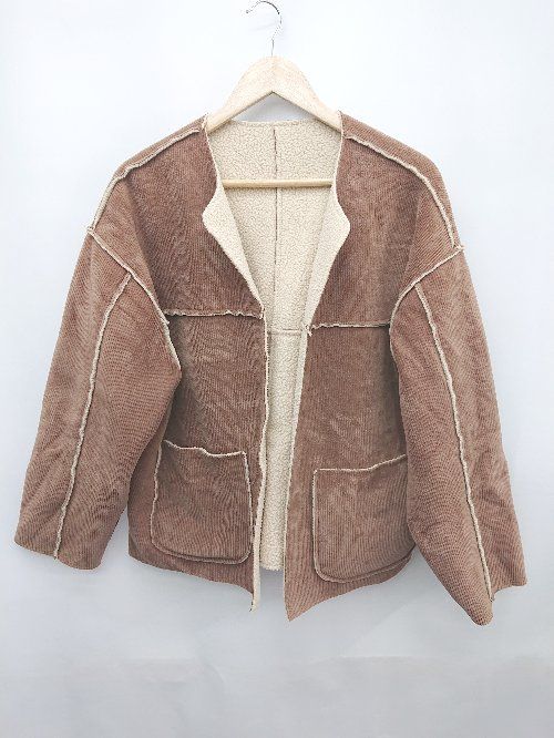 ■ FREAK'S STORE リバーシブル コーデュロイ ボア 長袖 ブルゾン ジャンパー サイズF ベージュ ブラウン レディース P 【1310020015359】