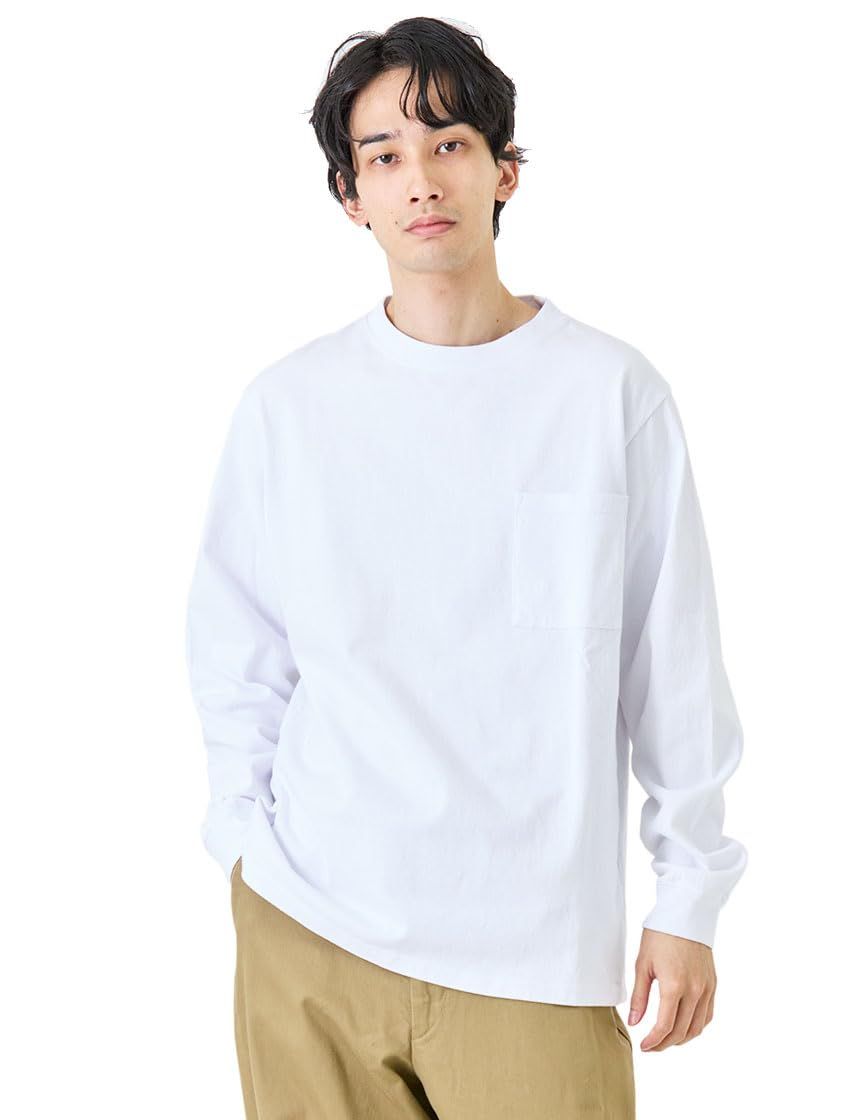 新品 [NUTMEG] ロンT ポケット USAコットン メンズ レディース (JP アルファベット XL ホワイト)