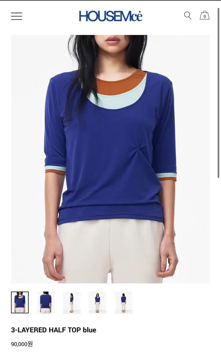 ハウス므세 3-LAYERED HALF TOP blue