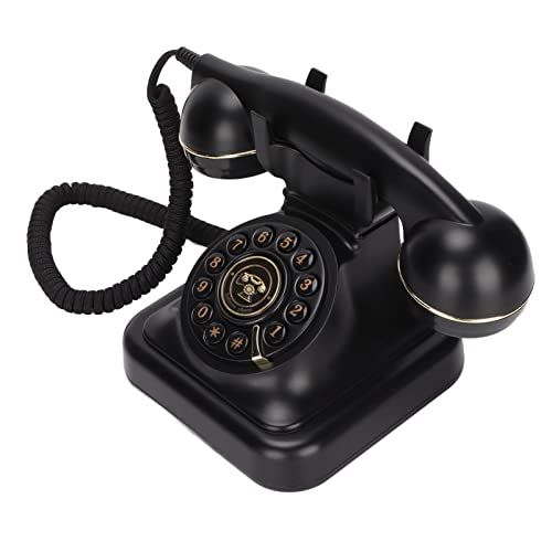 ロータリー固定電話、クラシックヴィンテージオールドスタイル電話プッシュボタンダイヤルコード付き電話寝室研究室コーヒーショップバーの装飾★m 08e5a016