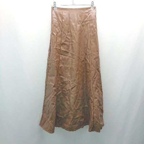 ◇ who's who Chico ウエストゴム ジップ ストレッチ ロング丈 フレア レザースカート サイズF ブラウン レディース E 【1310130002249】